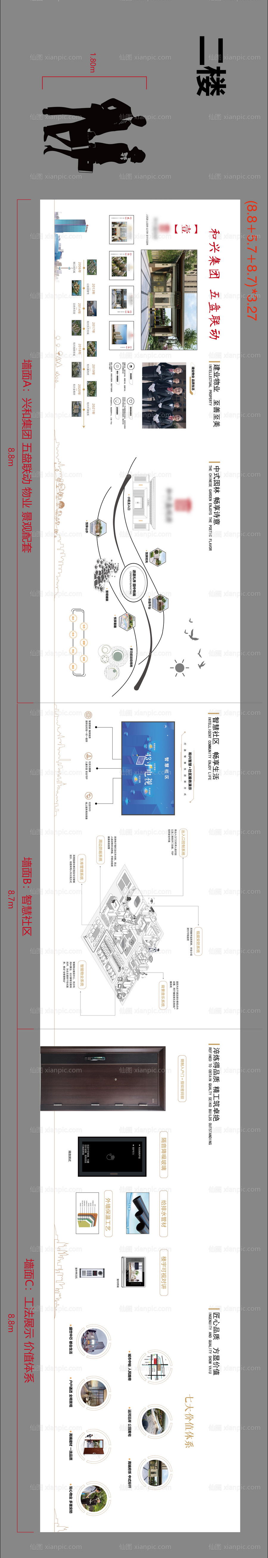 素材乐-房地产科技工法墙品牌墙广告展板