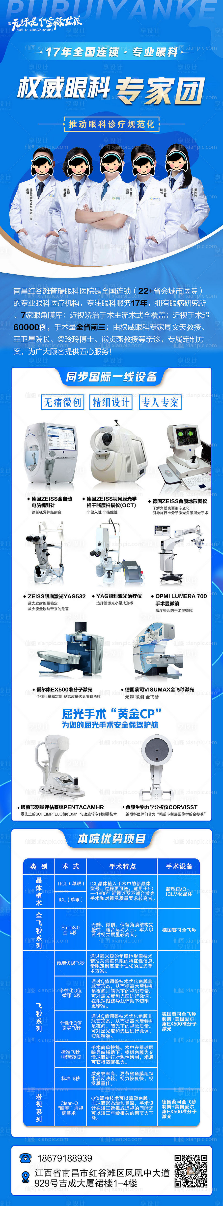 素材乐-眼科医疗专家团队简介海报长图