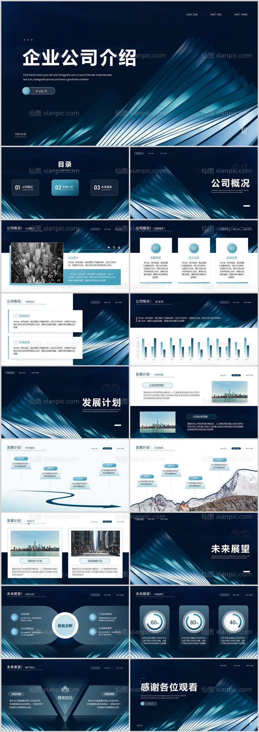 素材乐-蓝色科技感企业公司介绍PPT