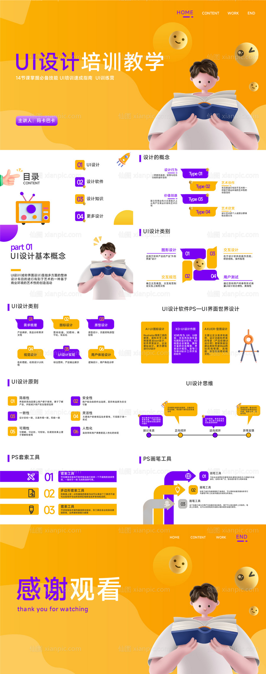 素材乐-趣味3d风格UI设计培训教学PPT