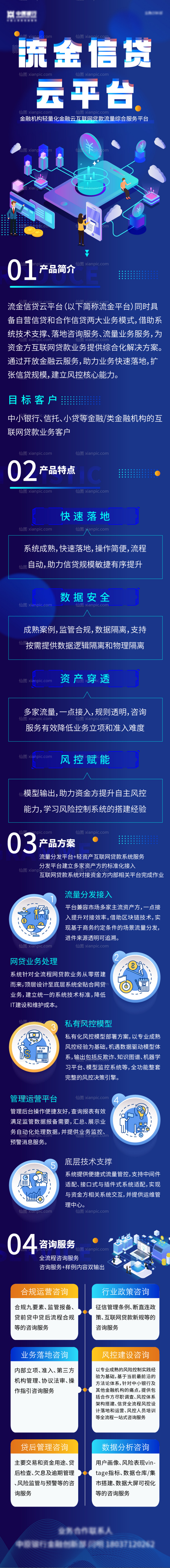 素材乐-蓝色金融互联网科技长图