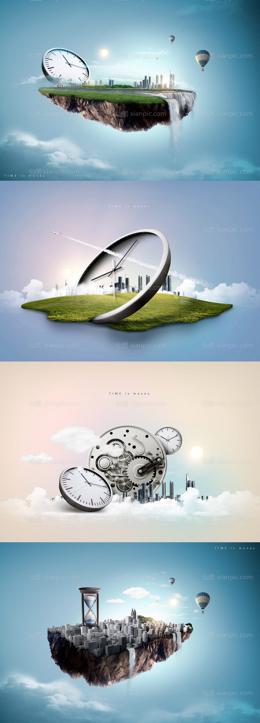 素材乐-创意时间城市实景合成海报