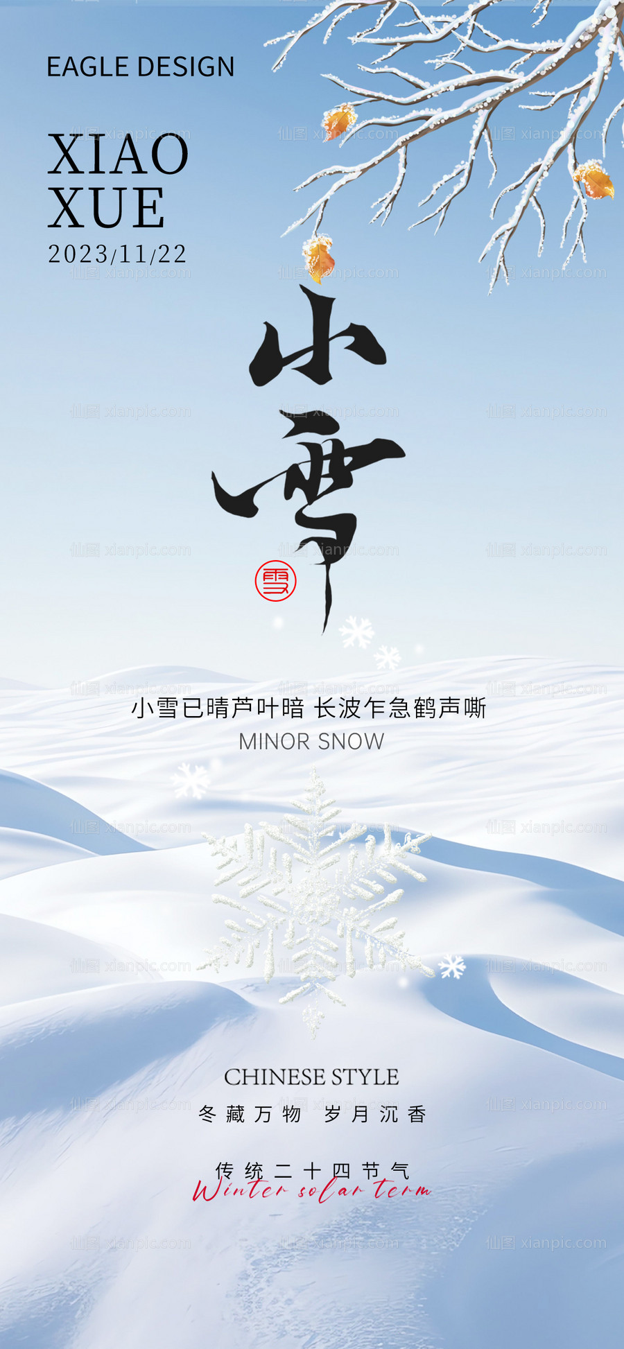 素材乐-小雪医美24节气海报