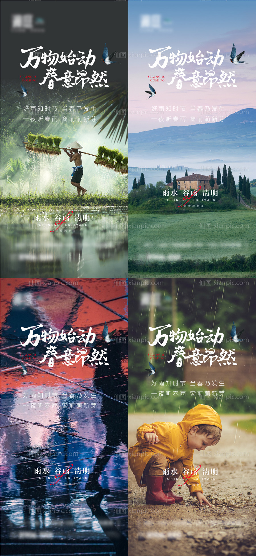 素材乐-雨水谷雨海报