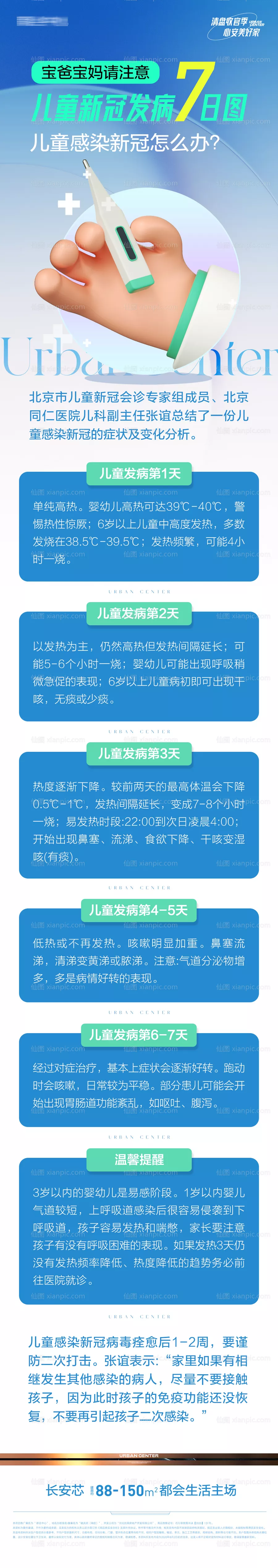 仙图网-儿童疫情新冠发病温馨提示长图