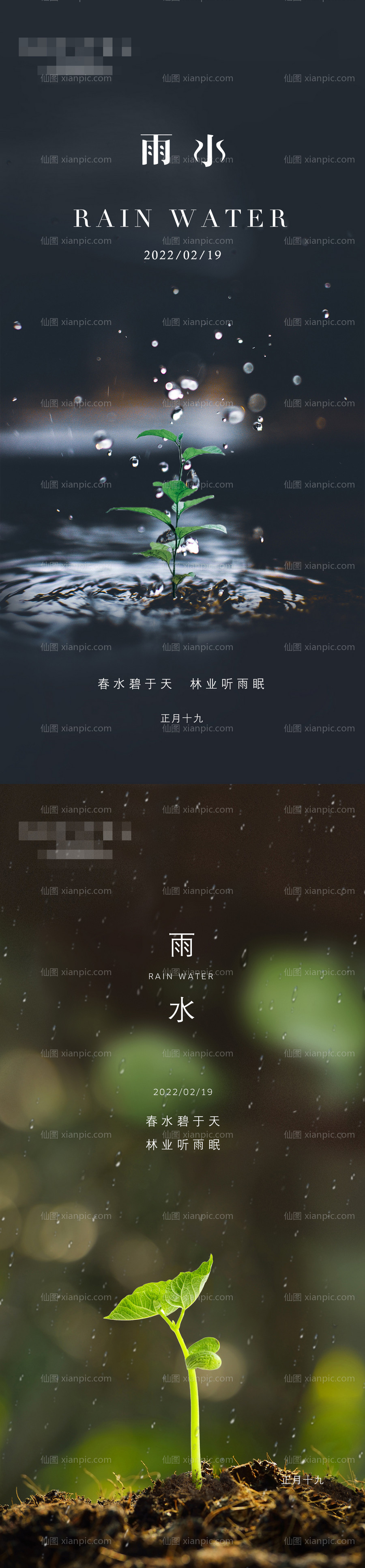 素材乐-二十四节气雨水海报