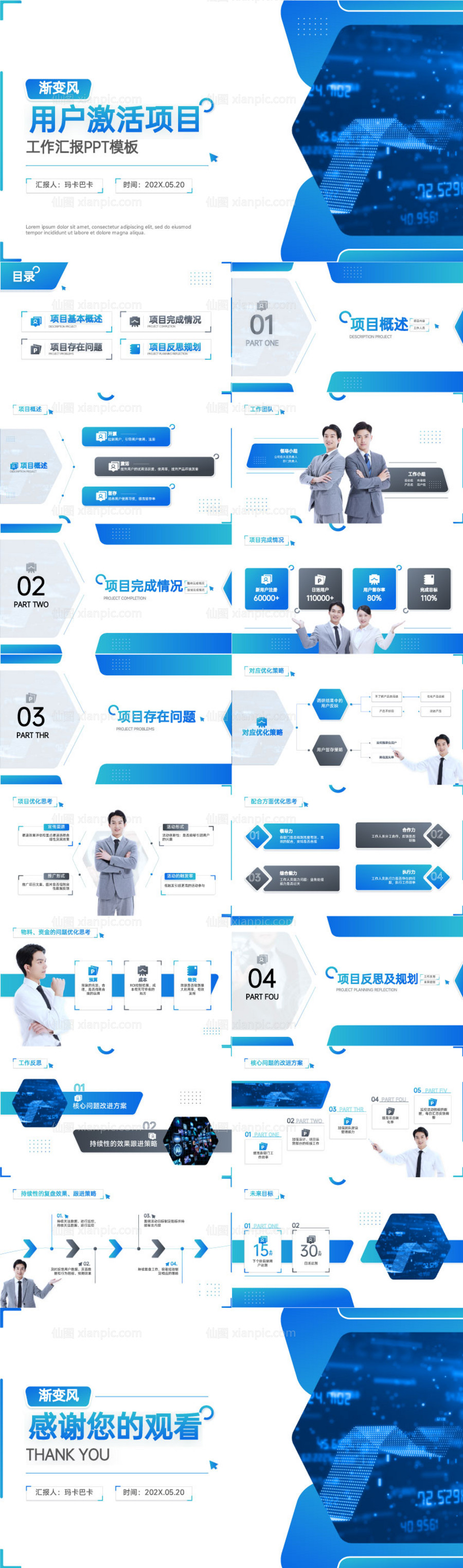 素材乐-工作计划汇报蓝色科技风PPT