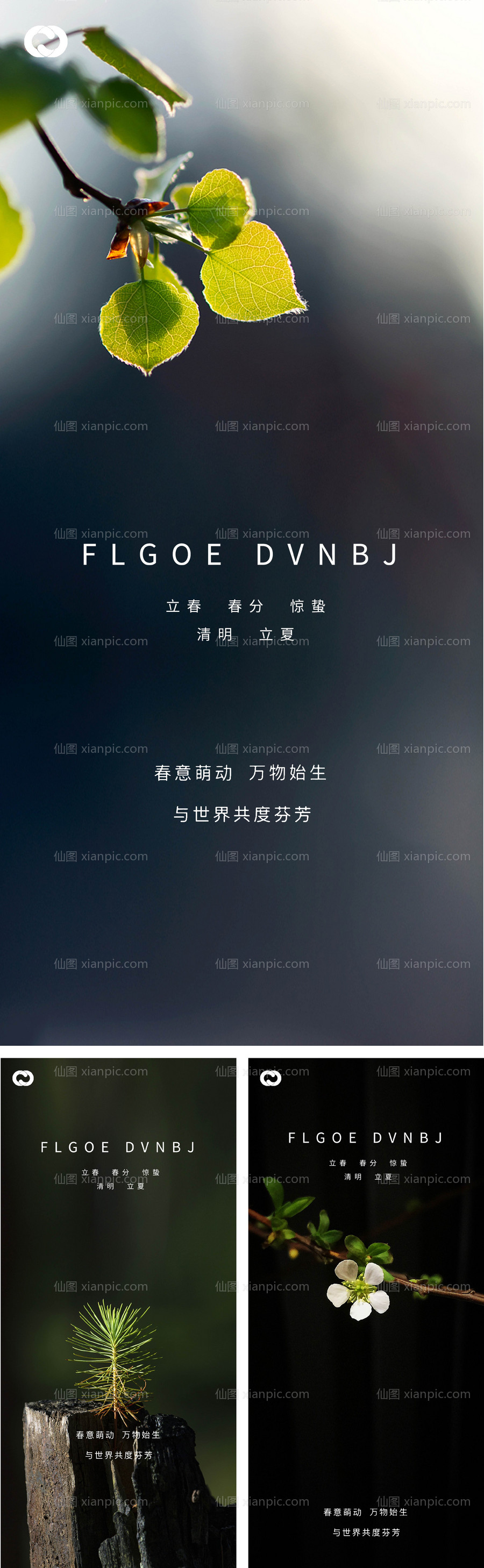 素材乐-立春春分惊蛰清明立夏夏至系列海报