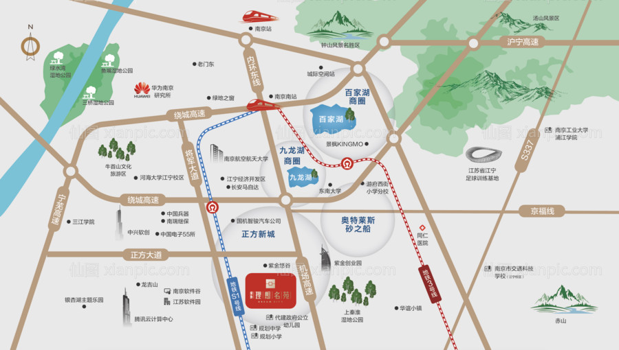 素材乐-地产白色简约区位图