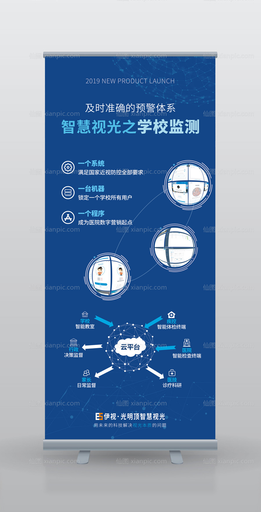 素材乐-科技感智慧检测易拉宝展架 