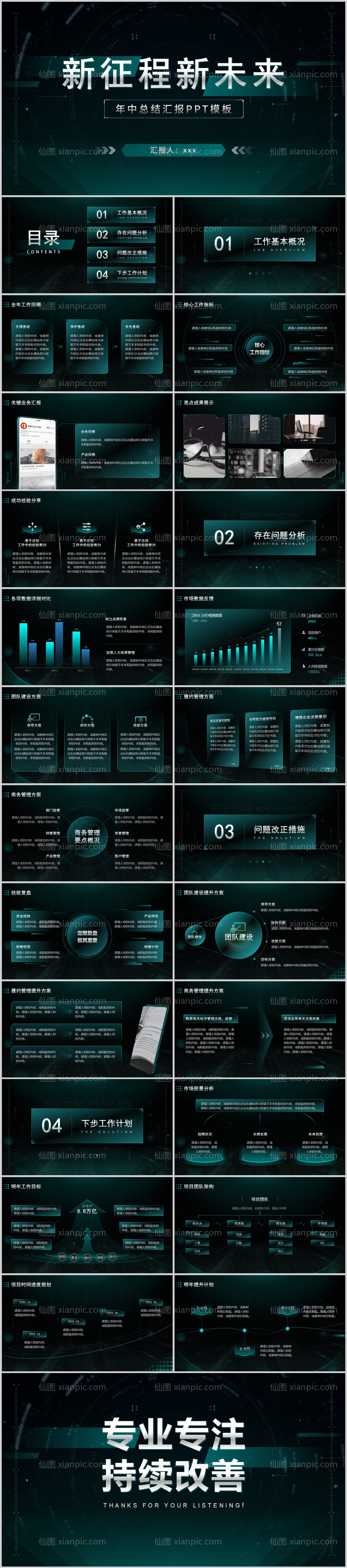 素材乐-绿色科技年中总结汇报PPT