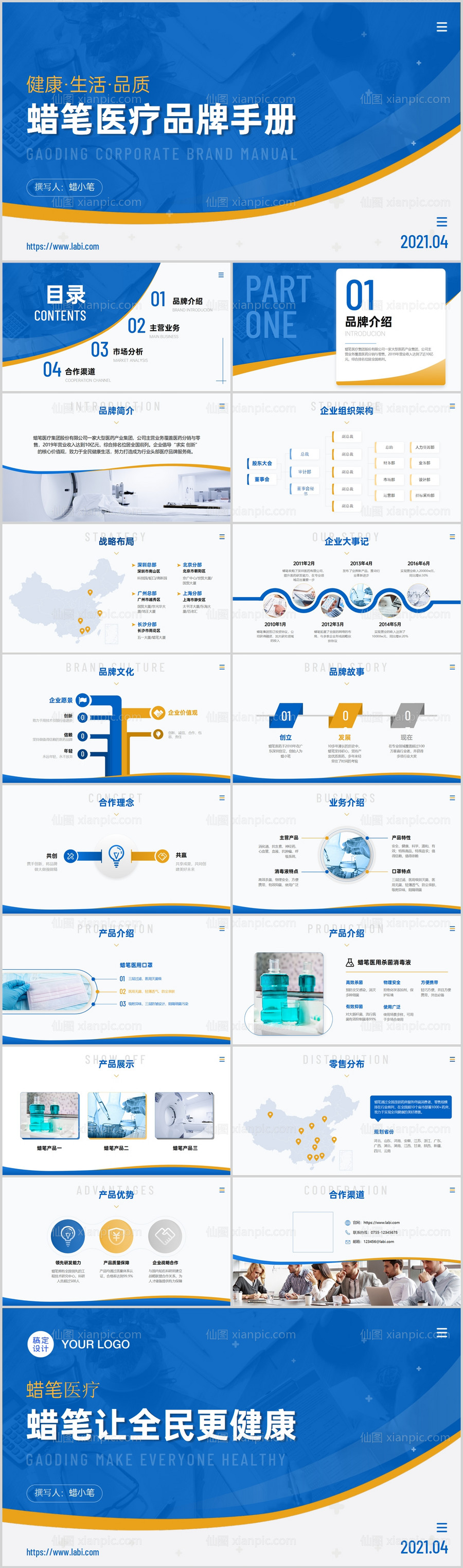 素材乐-医疗品牌手册企业介绍PPT