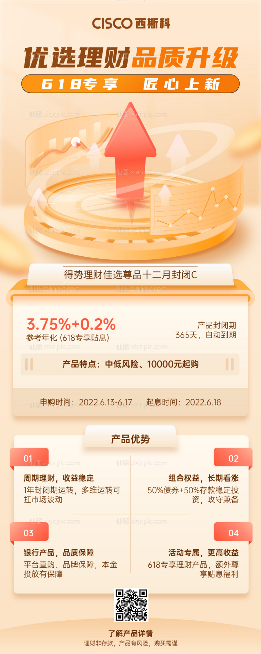 素材乐-金融保险618理财节产品上新长图海报