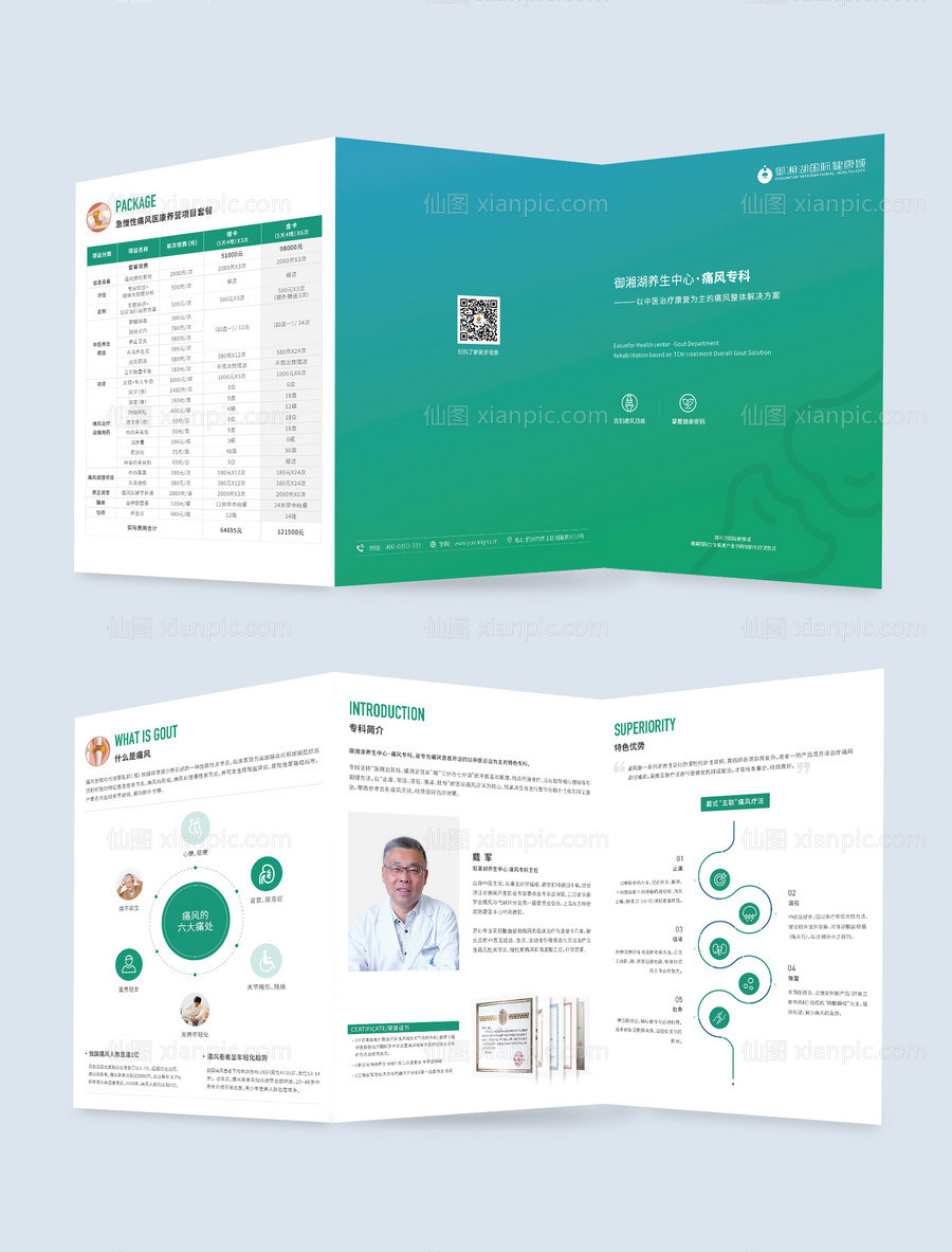 素材乐-医疗痛风简约企业三折页