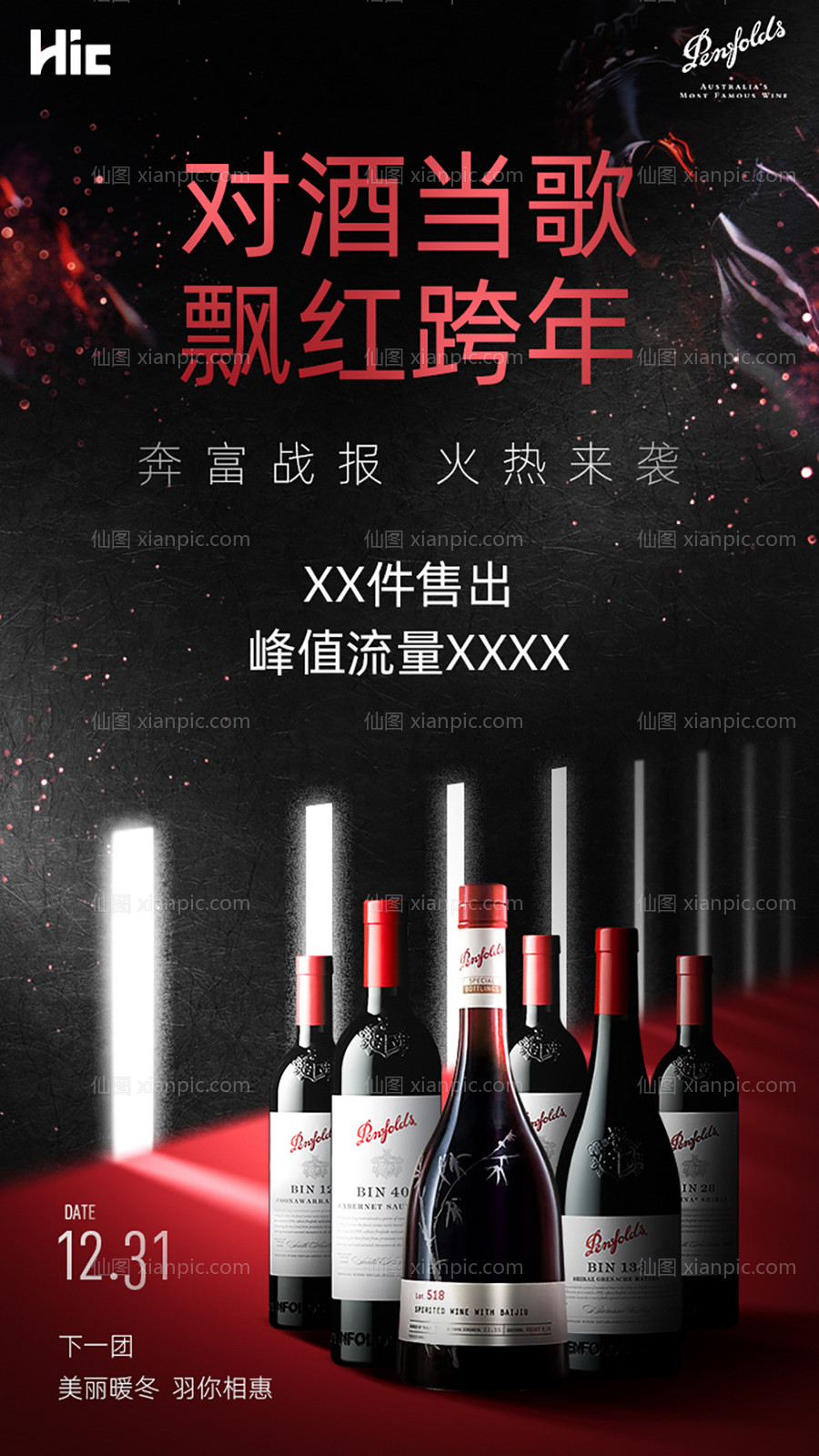 素材乐-红酒战报销售额海报