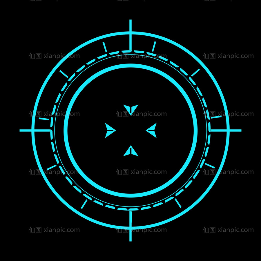 素材乐-科技可视化数字旋转圆形圆环图标