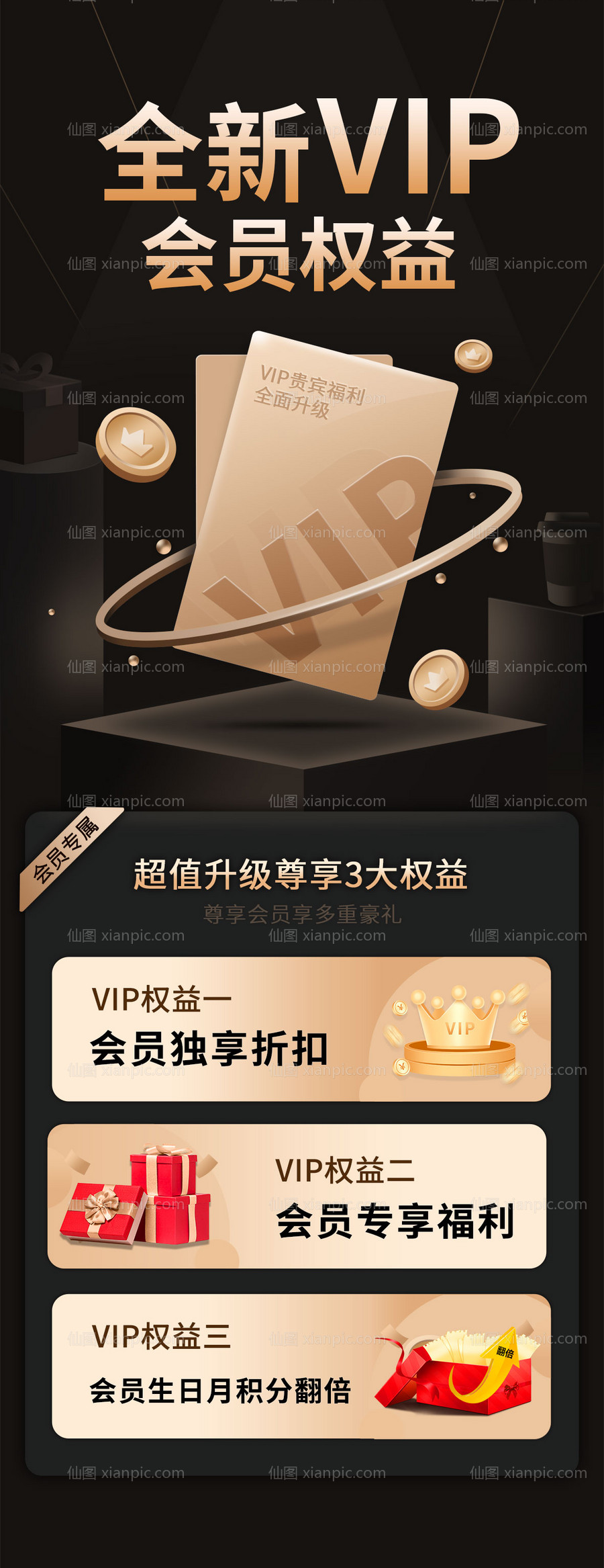 素材乐-全新vip会员权益黑金卡