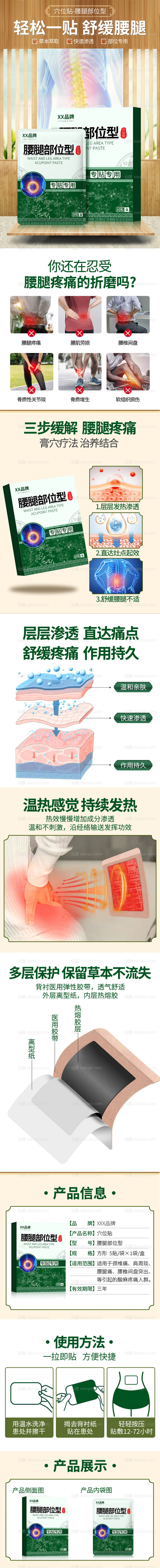 素材乐-腰腿部位型穴位贴详情页