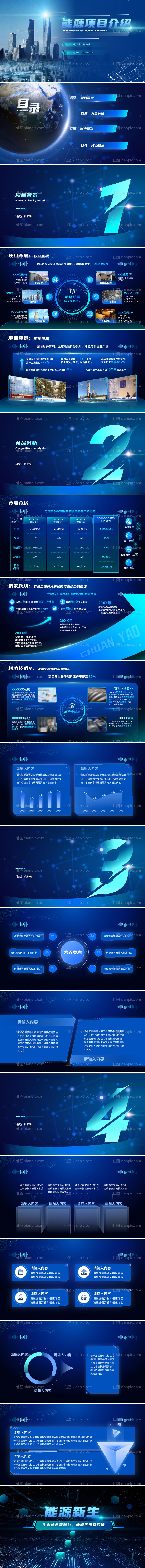 仙图网-蓝色科技新能源项目介绍ppt