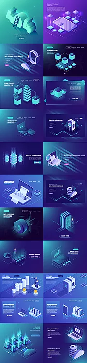 仙图网-2.5D等距科技互联网大数据矢量素材