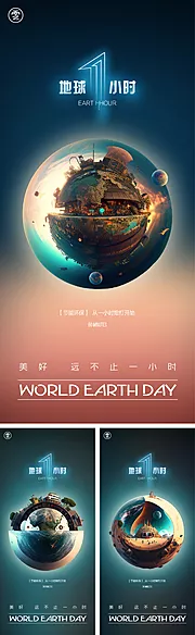 仙图网-地球一小时世界地球日海报