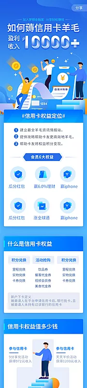 仙图网-蓝色插画理财投资收益信用卡营销H5