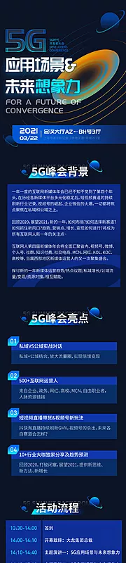 仙图网-大气蓝色互联网5G会议流程海报长图