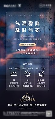 素材乐-寒潮降温温馨提示海报