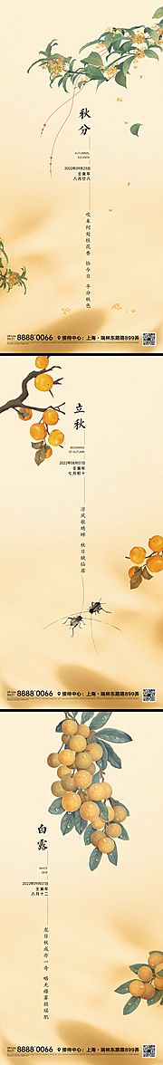 素材乐-立秋秋分白露节气海报