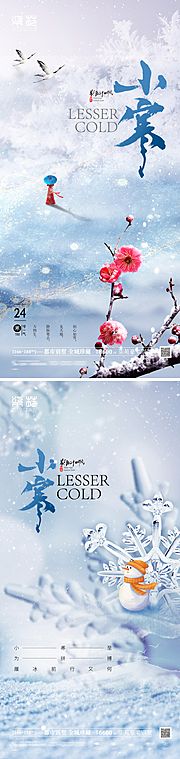 素材乐-小寒大寒雪花海报