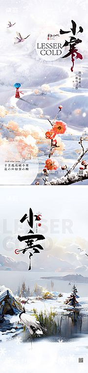 素材乐-小寒大寒雪花海报