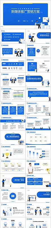 仙图网-蓝色简洁新媒体推广营销方案PPT