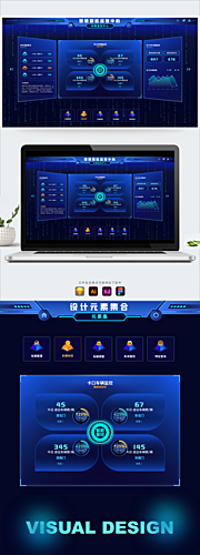 素材乐-大数据可视化蓝色科技智慧大屏后台首页
