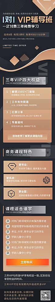 素材乐-大气暗金在线直播1对1VIP课程培训