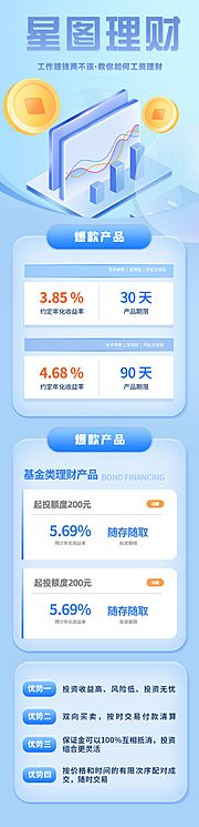素材乐-蓝色2.5D金融理财H5页面启动页