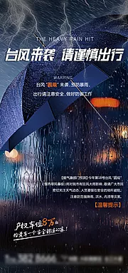 仙图网-地产台风暴雨预警海报