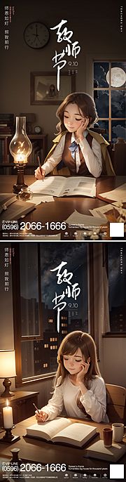 仙图网-教师节创意氛围海报