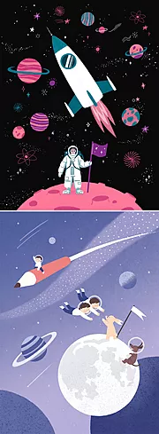 仙图网-宇宙宇航员太空儿童节梦幻童话插画