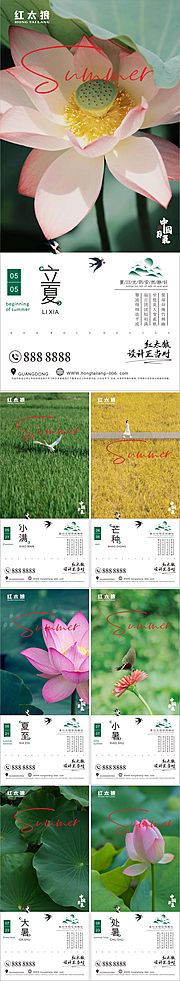 素材乐-地产立夏小满芒种夏至小暑大暑节气海报