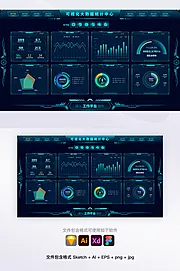 仙图网-大数据可视化智慧园区深色科技大气大屏展示（sketch+AI）