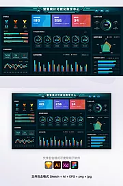 仙图网-可视化大数据智慧智能统计UI后台首页展示（sketch+AI）