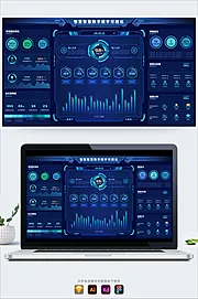 仙图网-蓝色B端大数据可视化科技几何边框统计后台网页UI首页（包含sketch+AI格式）