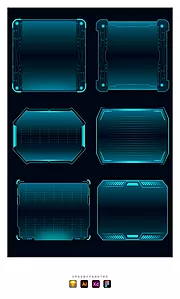 仙图网-科技机械几何边框未来科幻抽象UI元素集UI控件（全部矢量 包含sketch+AI+EPS+PNG格式）