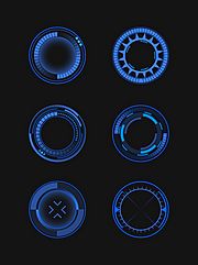 素材乐-科技机械边框几何图案旋转可视化圆环素材UI控件（全部矢量 包含sketch+AI+EPS+PNG格式）
