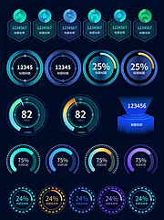 仙图网-大数据可视化科技边框数字统计大屏素材UI组件（全部矢量 sketch+AI+EPS+png格式）