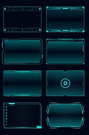 仙图网-几何图案科技边框机械几何图案UI元素模块控件素材UI组件（全部矢量 sketch+AI+EPS+png格式）