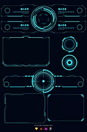 仙图网-科技机械几何边框可视化大数据科幻元素集合UI组件（全部矢量 sketch+AI+EPS+png格式）