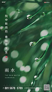 仙图网-绿色简约雨水节气海报