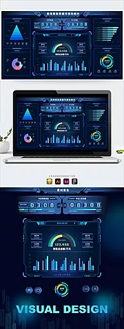 仙图网-数据可视化科技机械边框UI后台统计系统管理（sketch+AI）