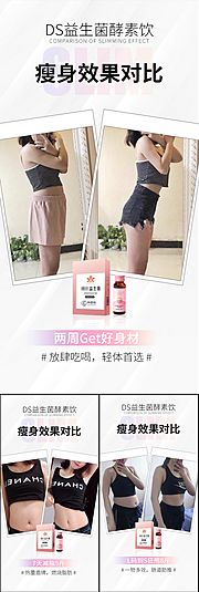 仙图网-益生菌酵素果冻减肥塑身对比圈图海报